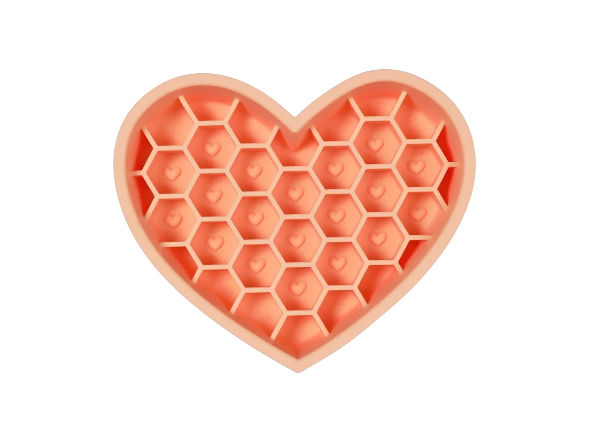 Heart shape silicone slow feeder and lick mat for your private label pet brand supplied to your door