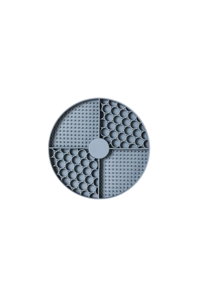 Grey textured food-grade silicone dog lick mat and slow feeder in customised color and add your logo